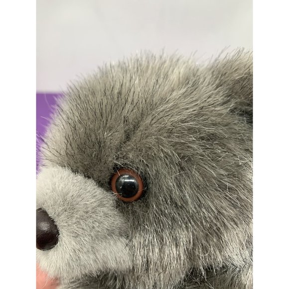 Gina 8 Inch Gray Frosted Teddy Bear Brown Plastic Eyes Leather Nose Gray Detail - Picture 3 of 11